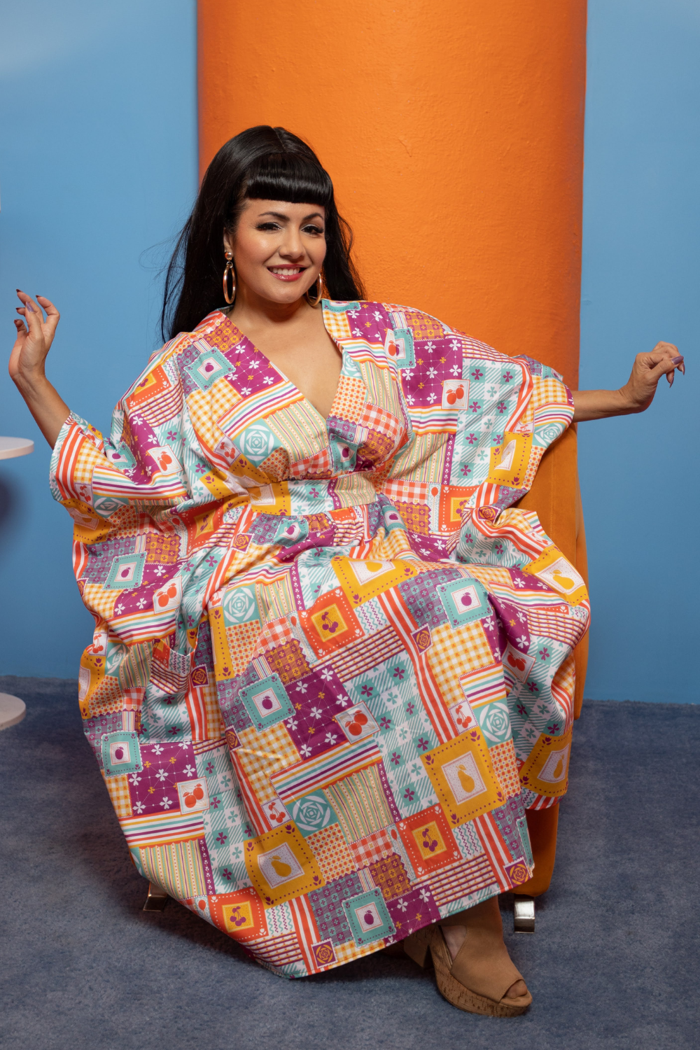 Patchwork Midi Caftan in Periwinkle Dream