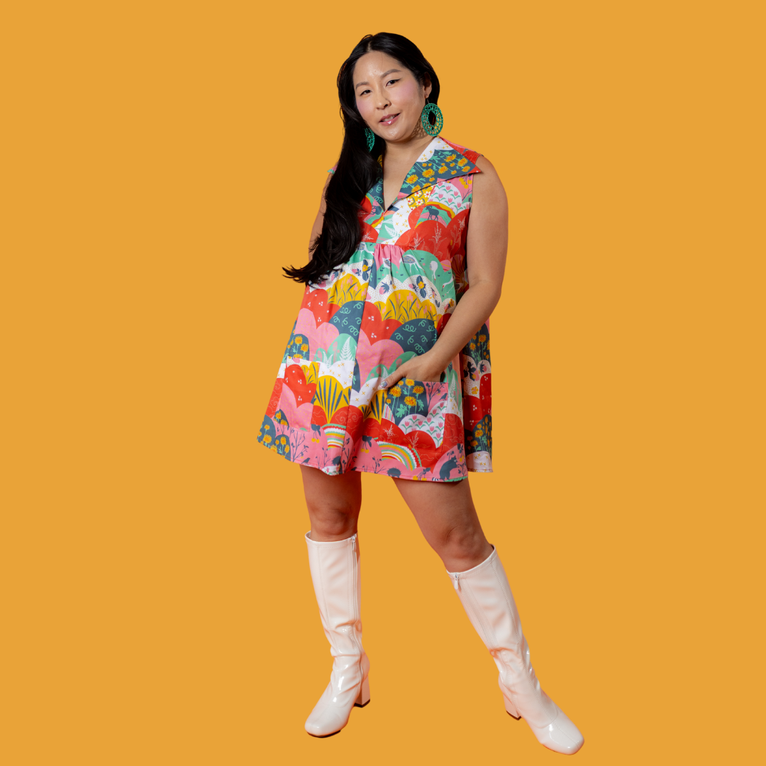 Glam Mini House Dress in Mint & Strawberry Meadow