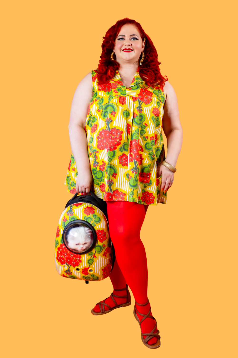 Modflower Wallpaper Glam Mini House Dress in Sunshine