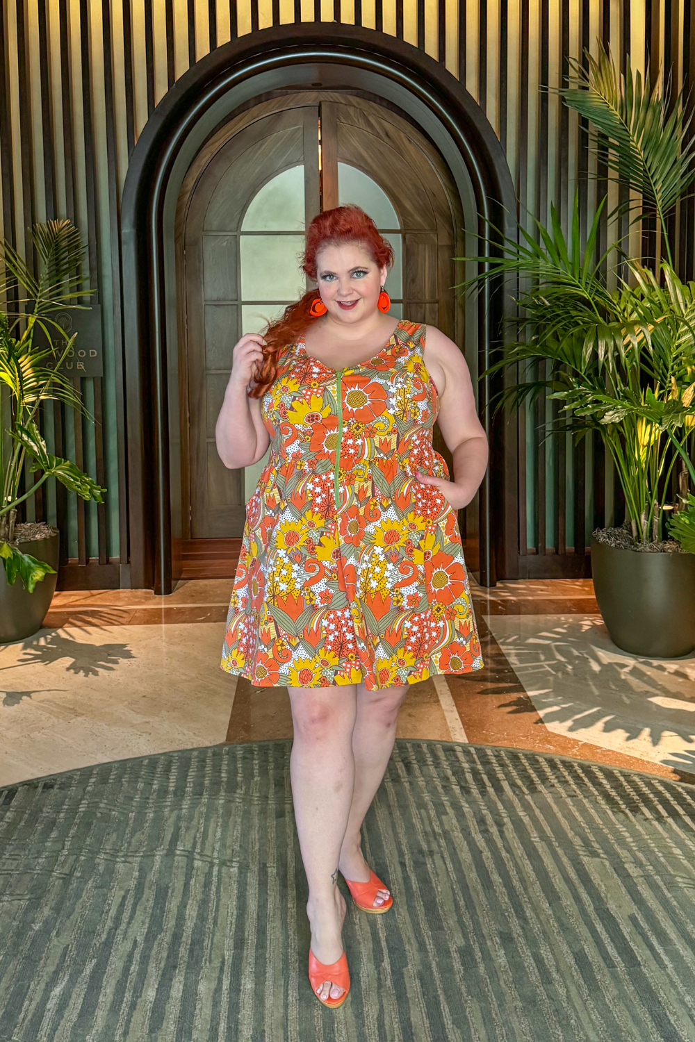Grooviest Blooms Fit & Flare Midi Dress in Olive & Orange Grooviest Blooms Fit & Flare Midi Dress in Olive & Orange