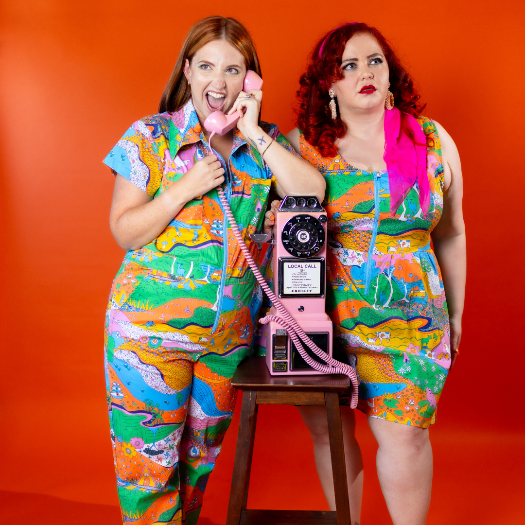 Landscape Print Fit & Flare Midi Dress in Rainbow Farm- Re-Stocked!