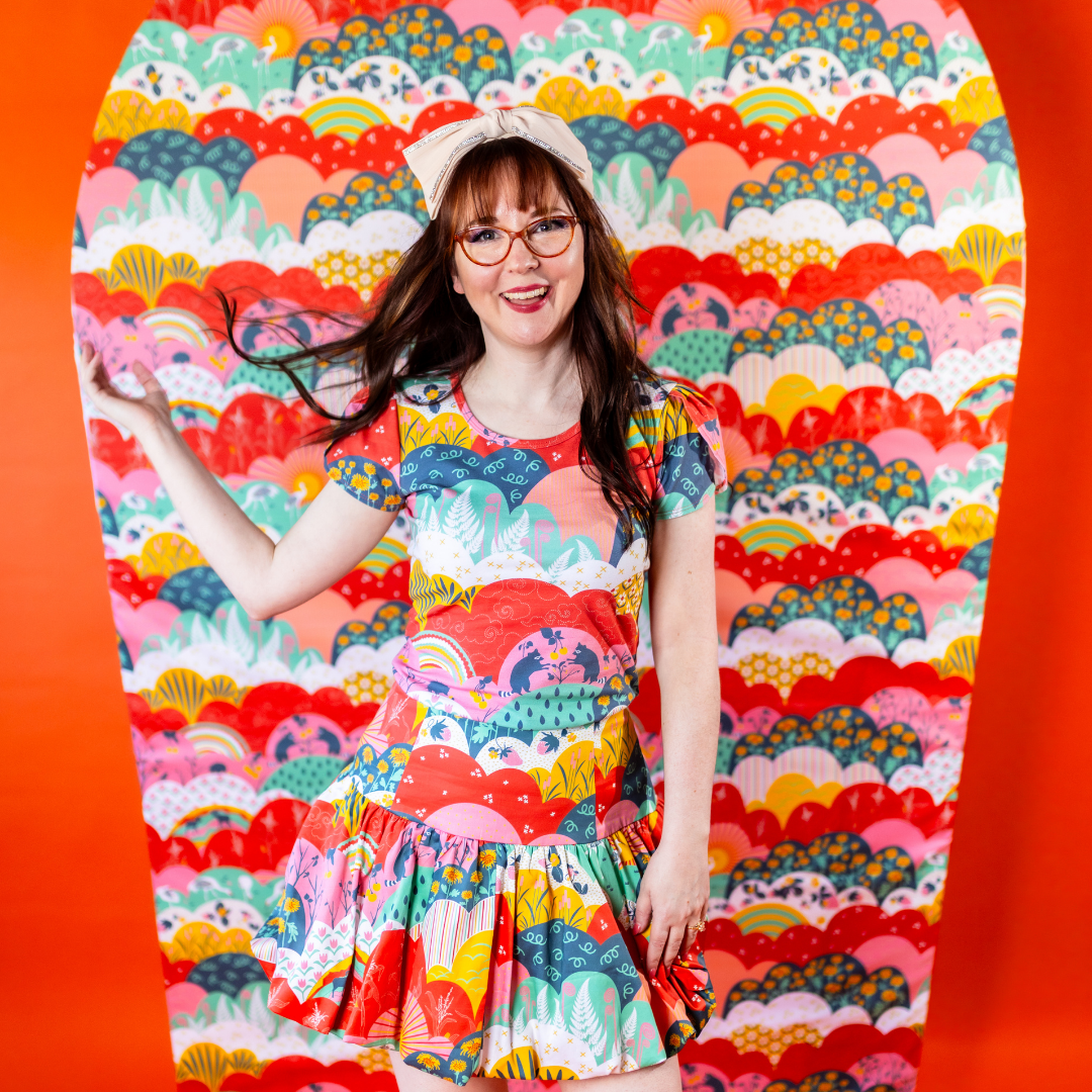 Tulip Sleeve in Mint & Strawberry Meadow Print