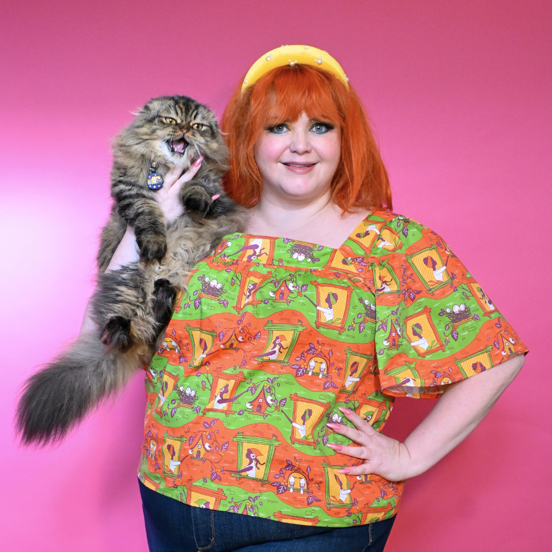 Brownstone Betties Square Neck Peasant Top in Pumpkin & Olive