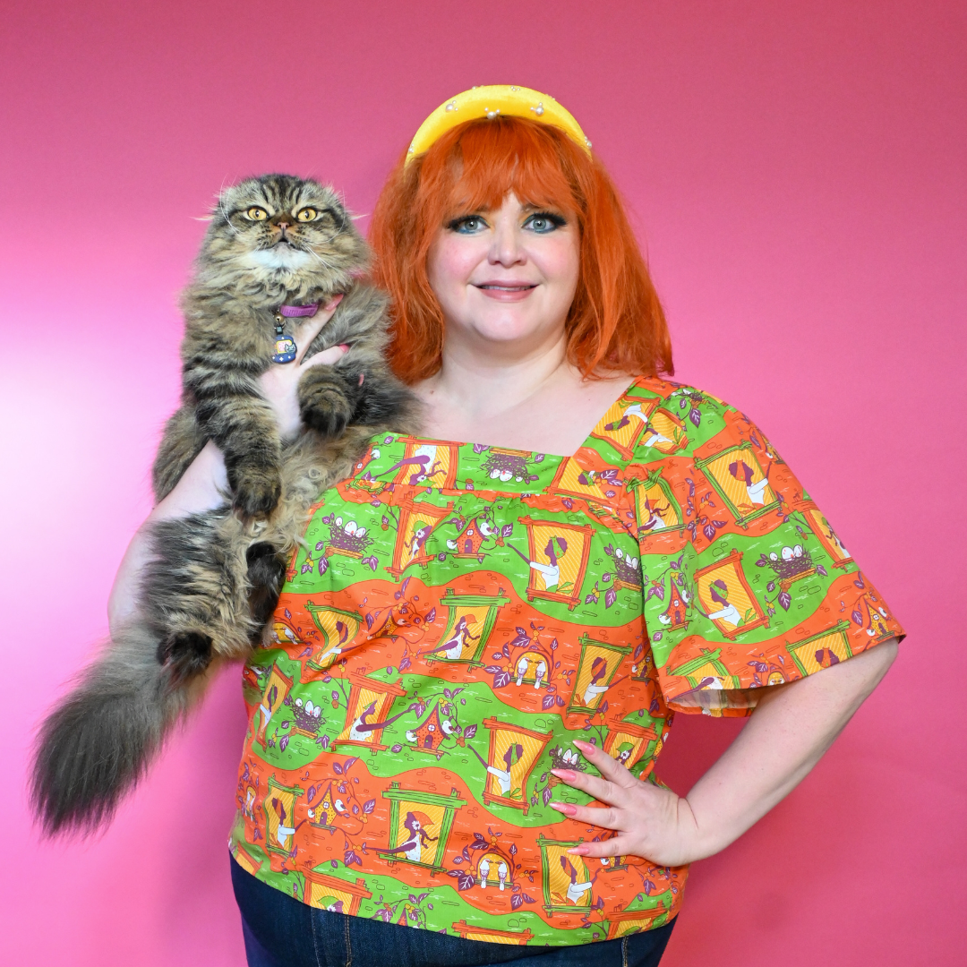 Brownstone Betties Square Neck Peasant Top in Pumpkin & Olive