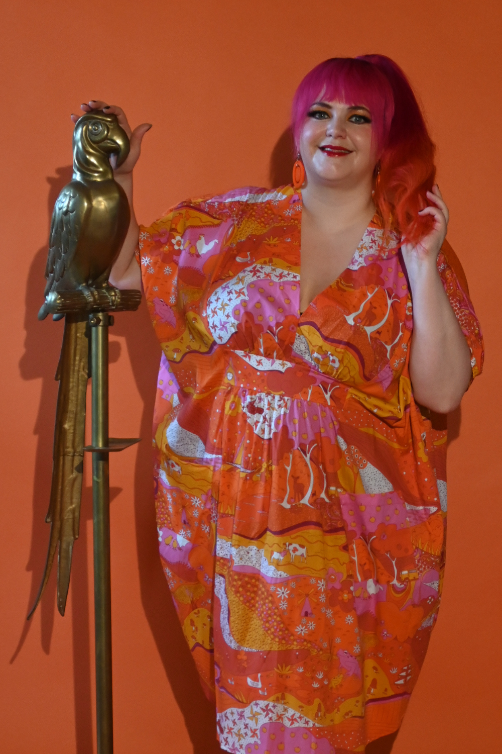 Landscape Midi Caftan in Hot Tones