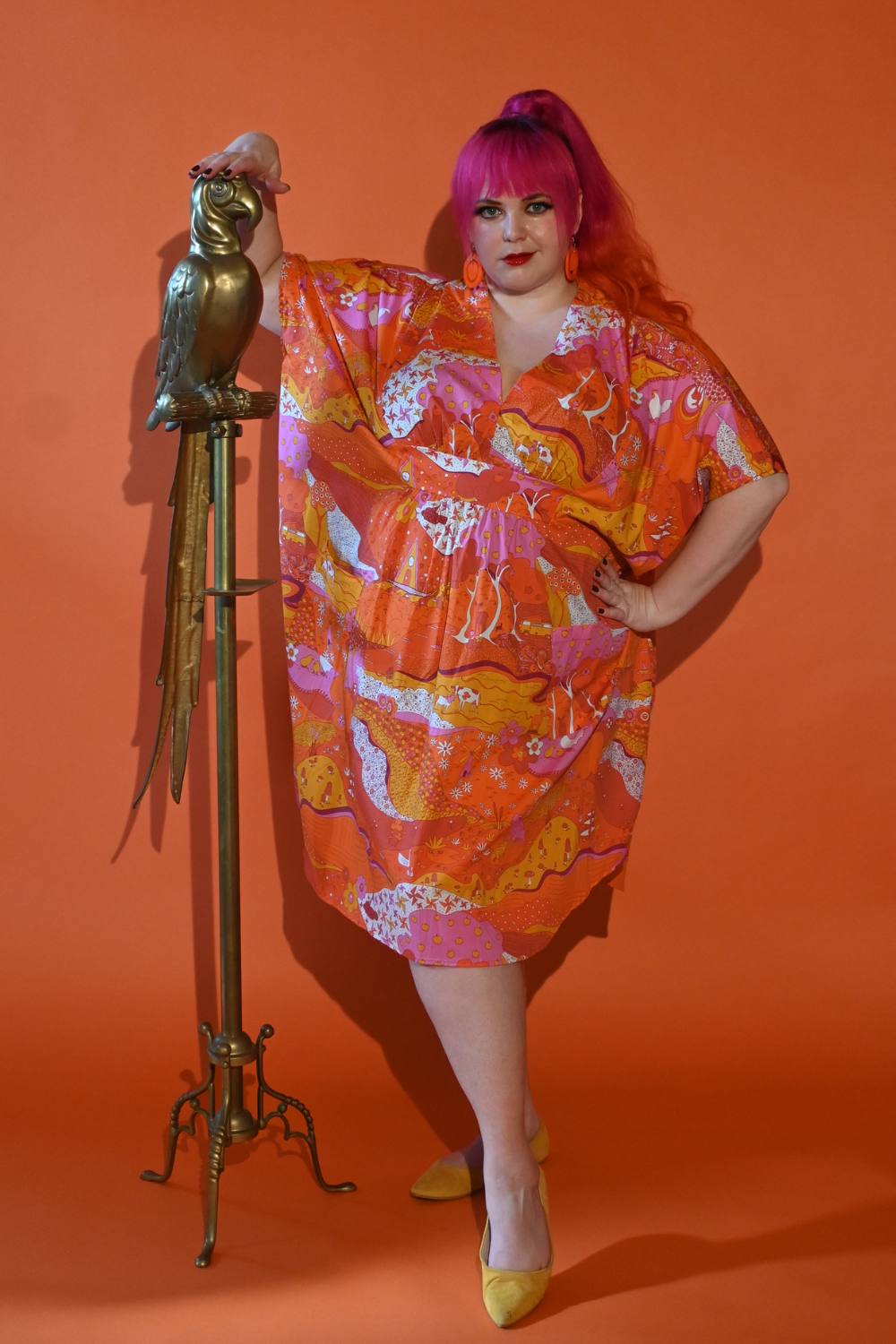 Landscape Midi Caftan in Hot Tones