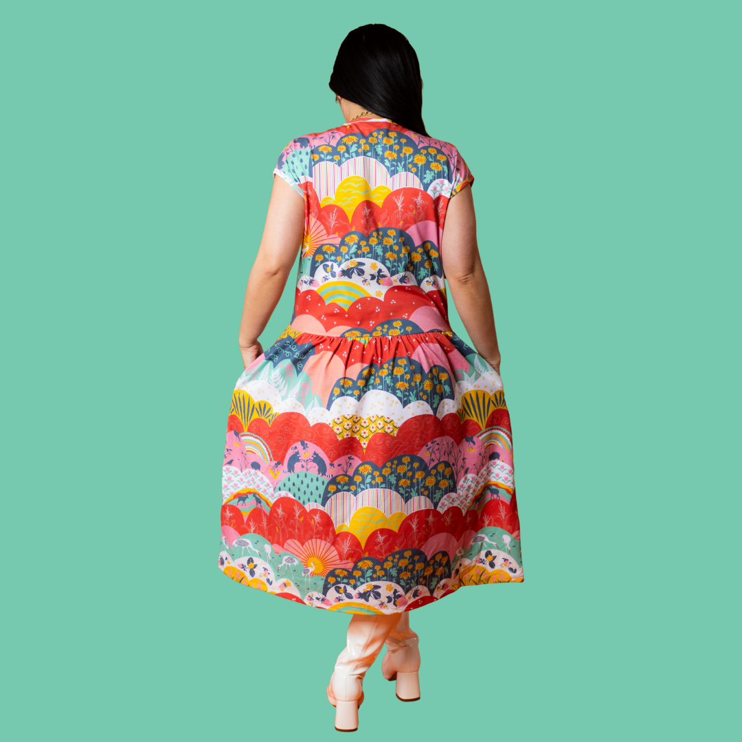 Knit Midi Dress in Mint & Strawberry Meadow