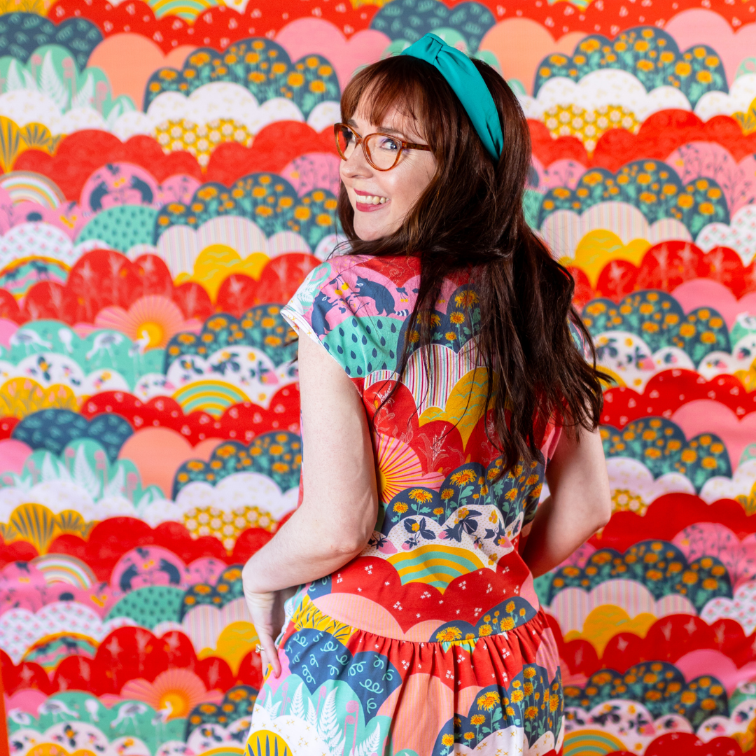 Knit Midi Dress in Mint & Strawberry Meadow