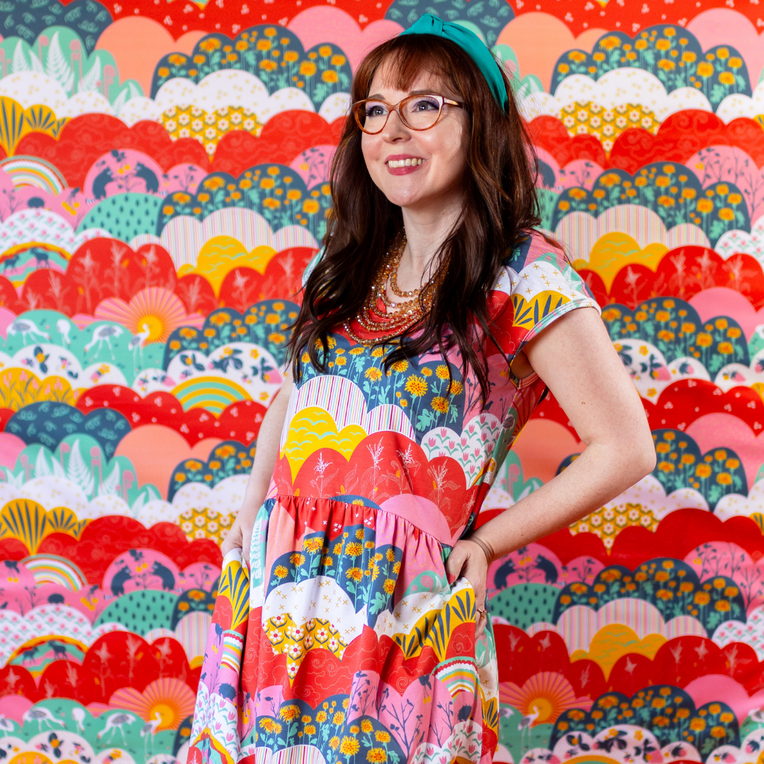 Knit Midi Dress in Mint & Strawberry Meadow