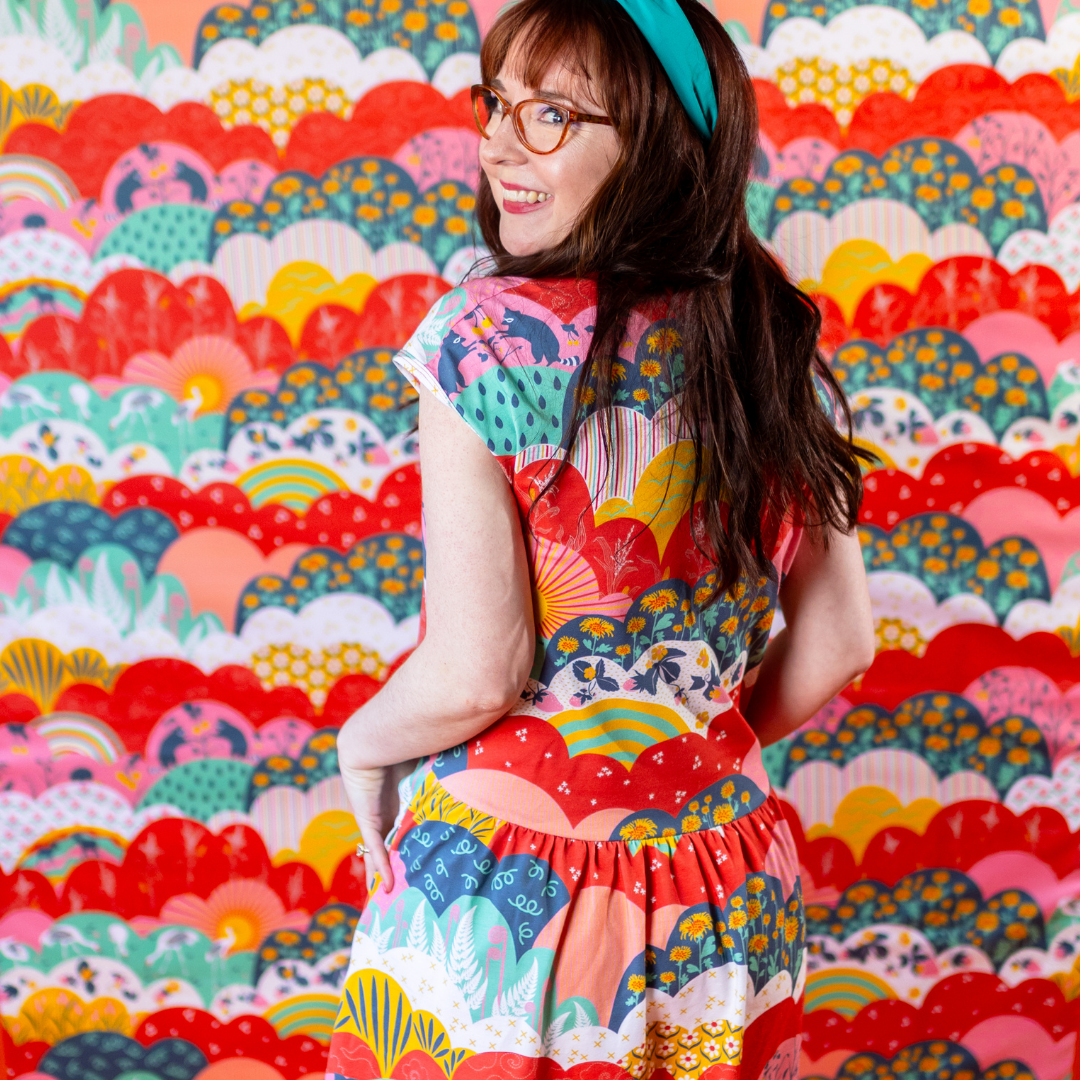 Knit Midi Dress in Mint & Strawberry Meadow