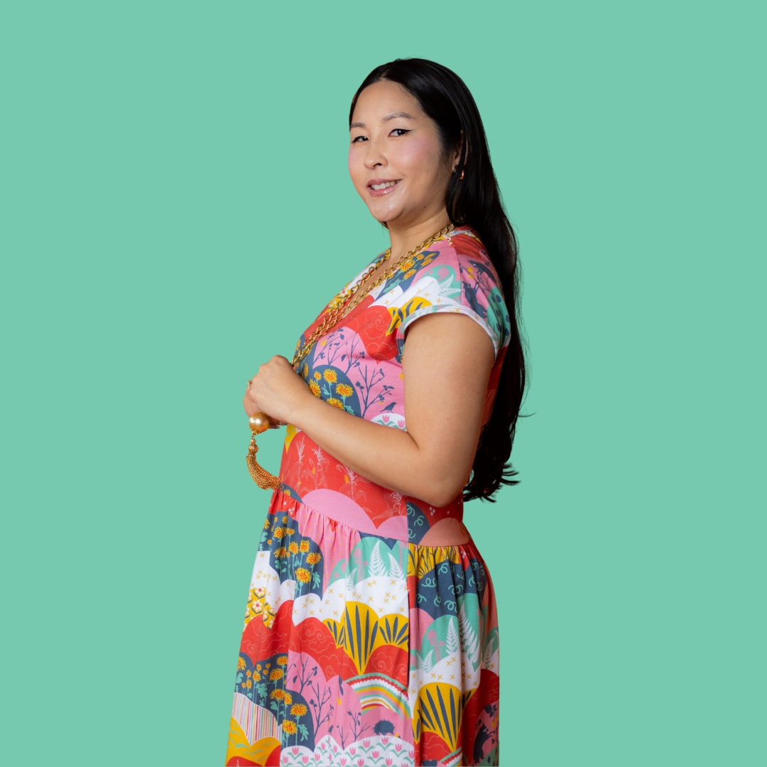 Knit Midi Dress in Mint & Strawberry Meadow