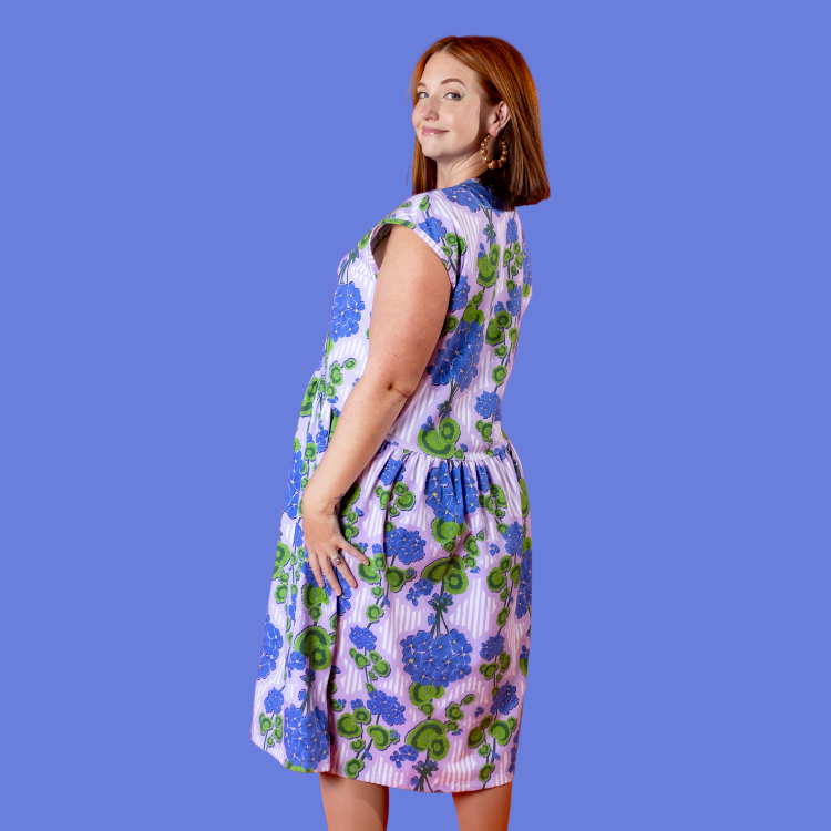 Modflower Wallpaper Knit Midi Dress in Lavender