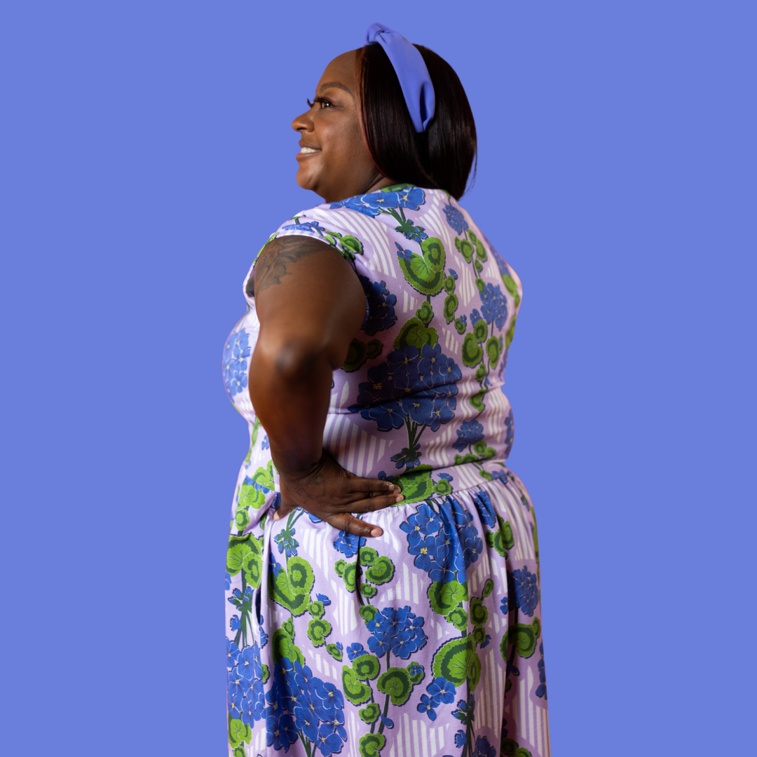 Modflower Wallpaper Knit Midi Dress in Lavender