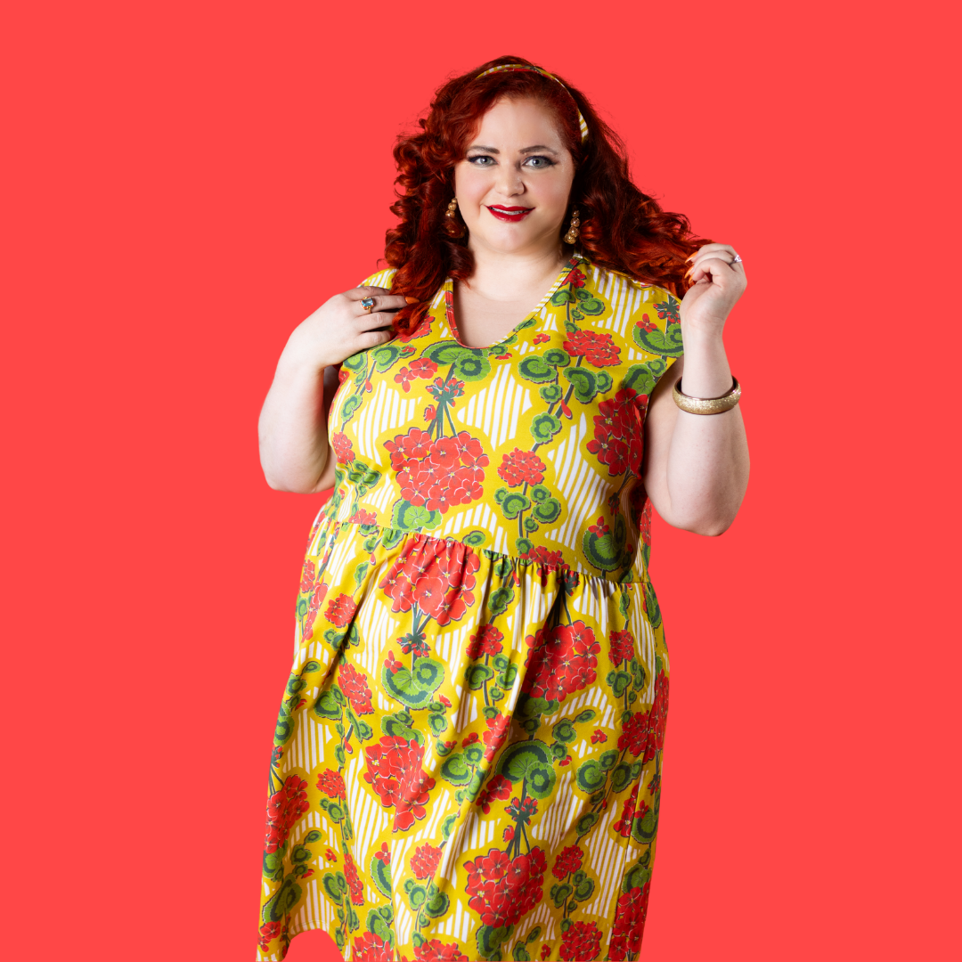 Modflower Wallpaper Knit Midi Dress in Sunshine