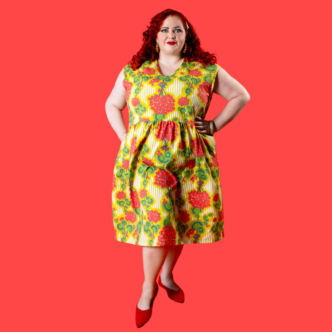 Modflower Wallpaper Knit Midi Dress in Sunshine