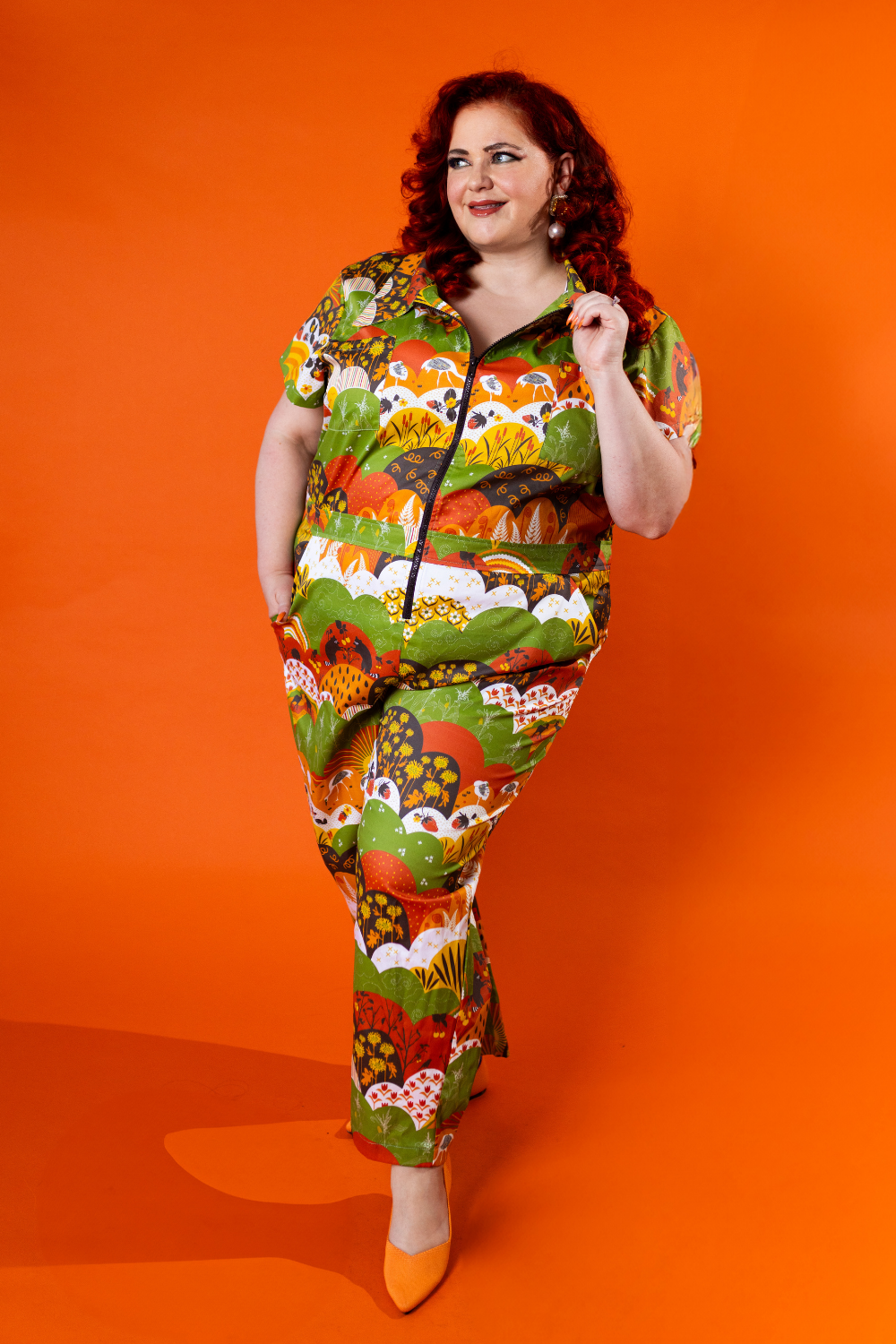 Jumpsuit in Earth-toned Meadow Print