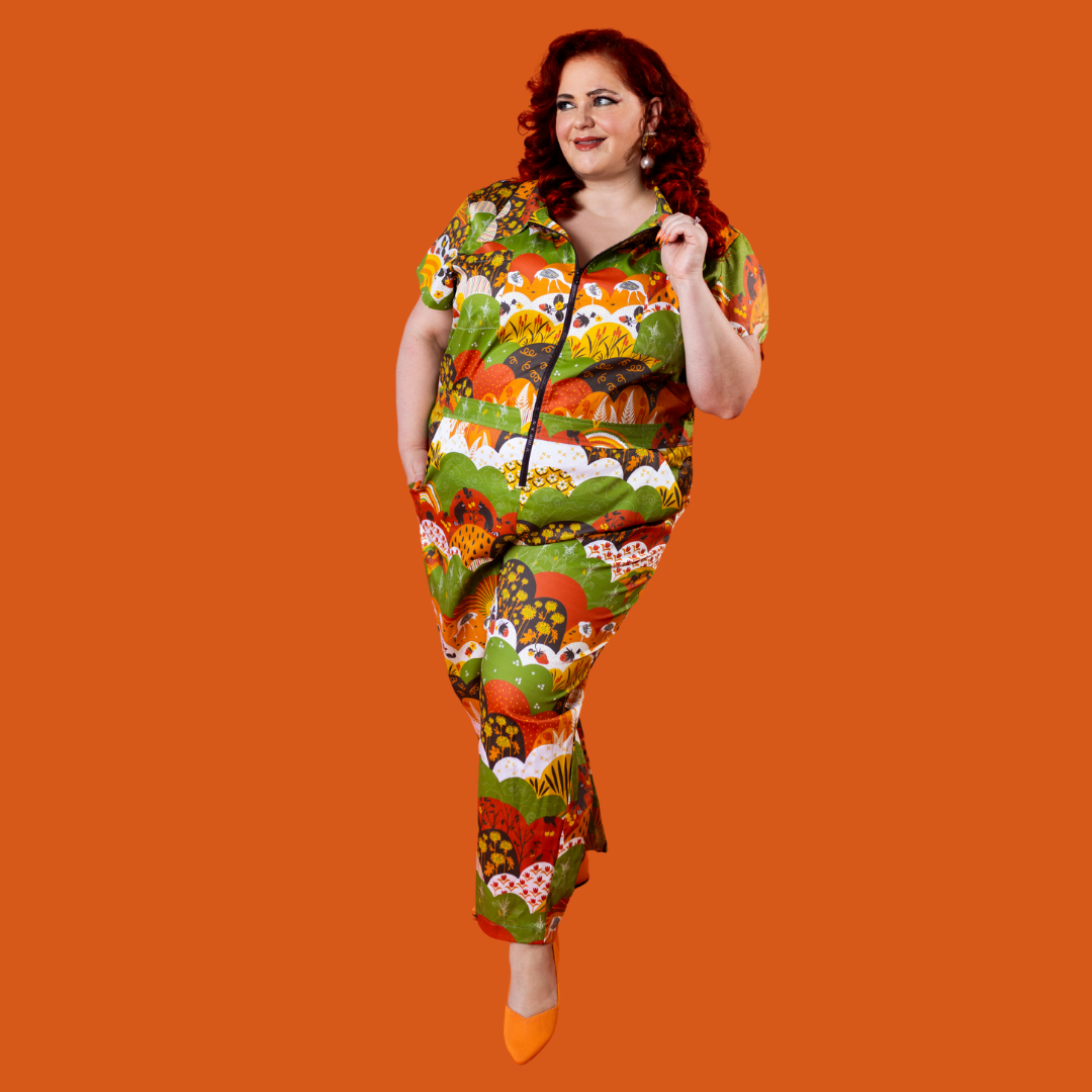 Jumpsuit in Earth-toned Meadow Print