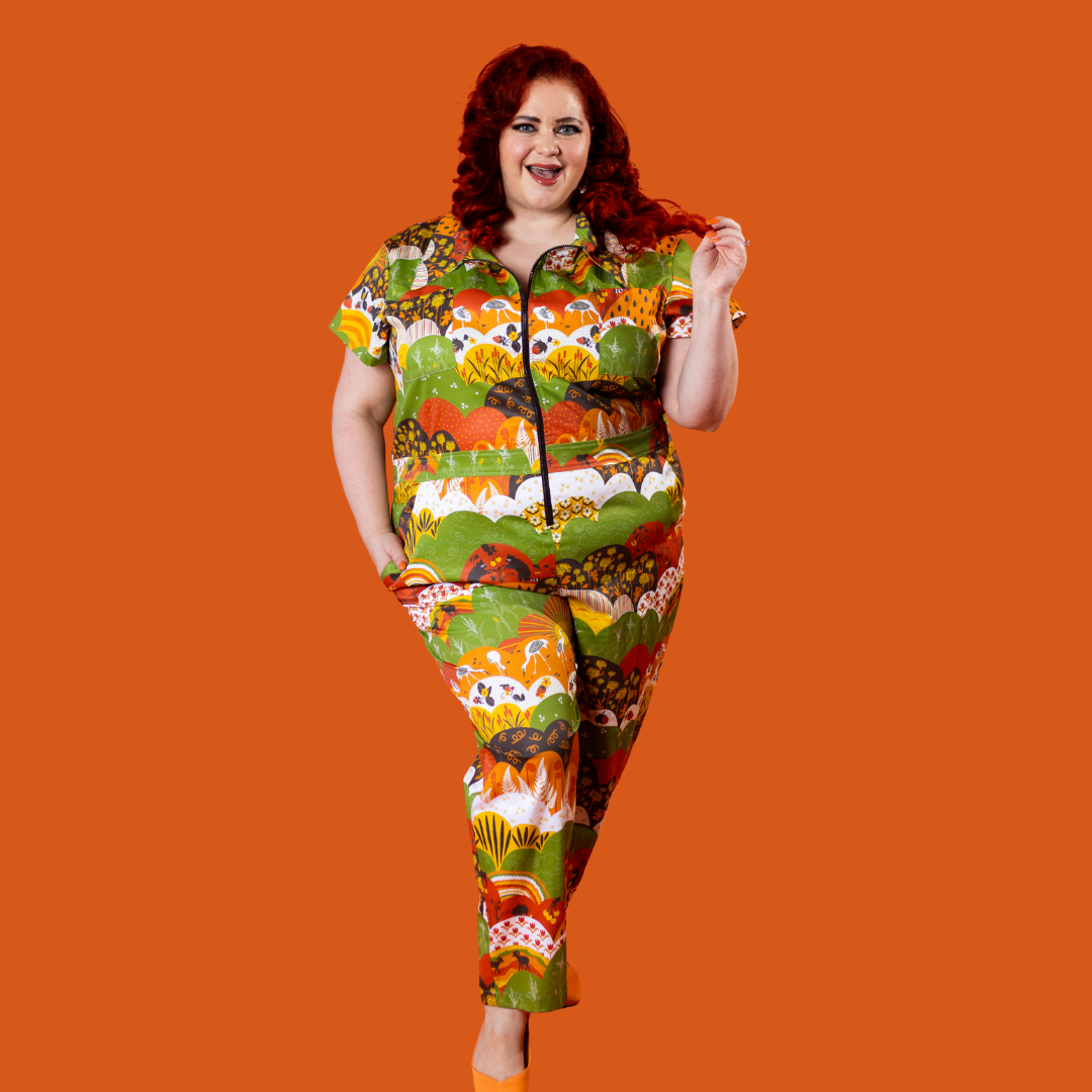 Jumpsuit in Earth-toned Meadow Print