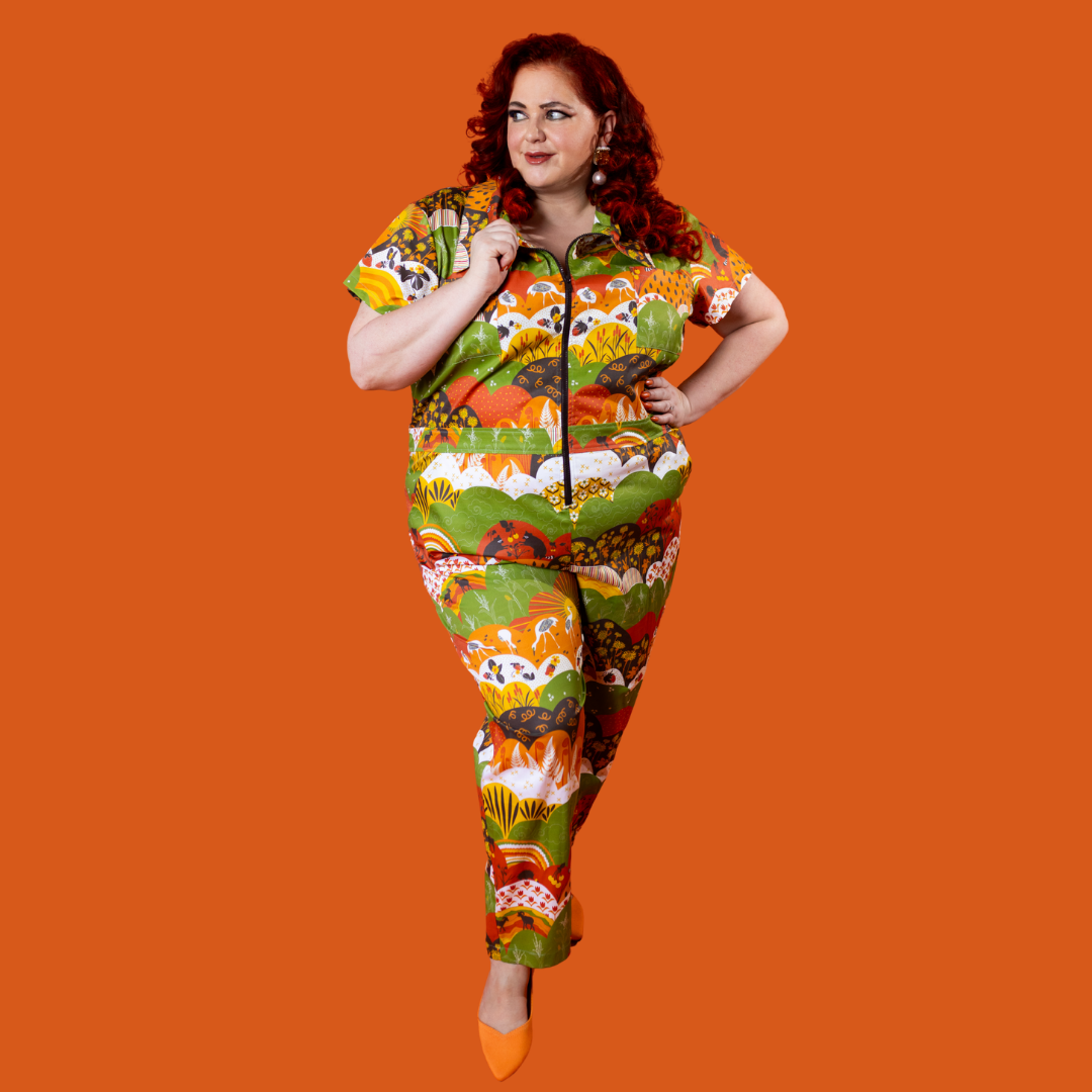 Jumpsuit in Earth-toned Meadow Print