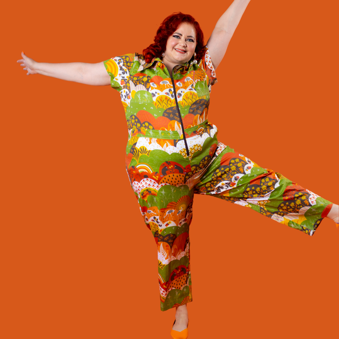 Jumpsuit in Earth-toned Meadow Print