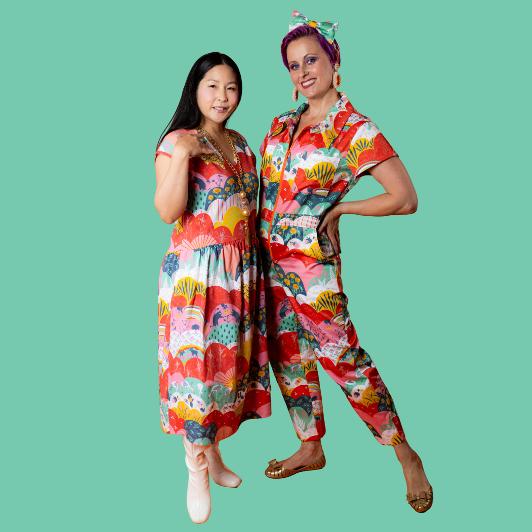 Jumpsuit in Mint & Strawberry Meadow Print