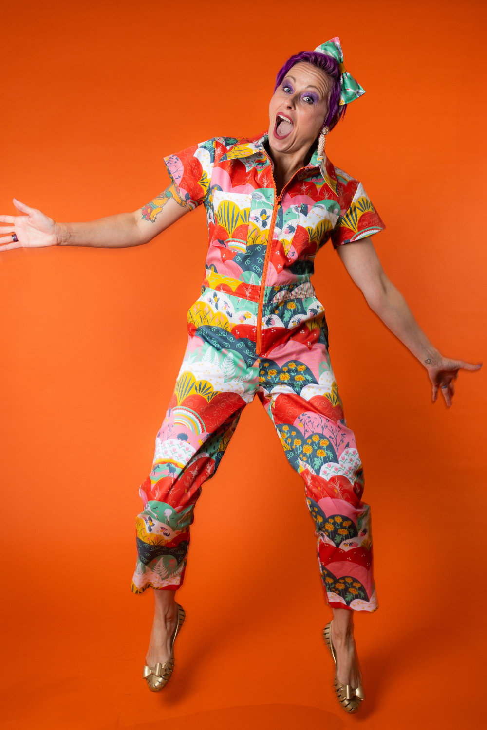 Jumpsuit in Mint & Strawberry Meadow Print