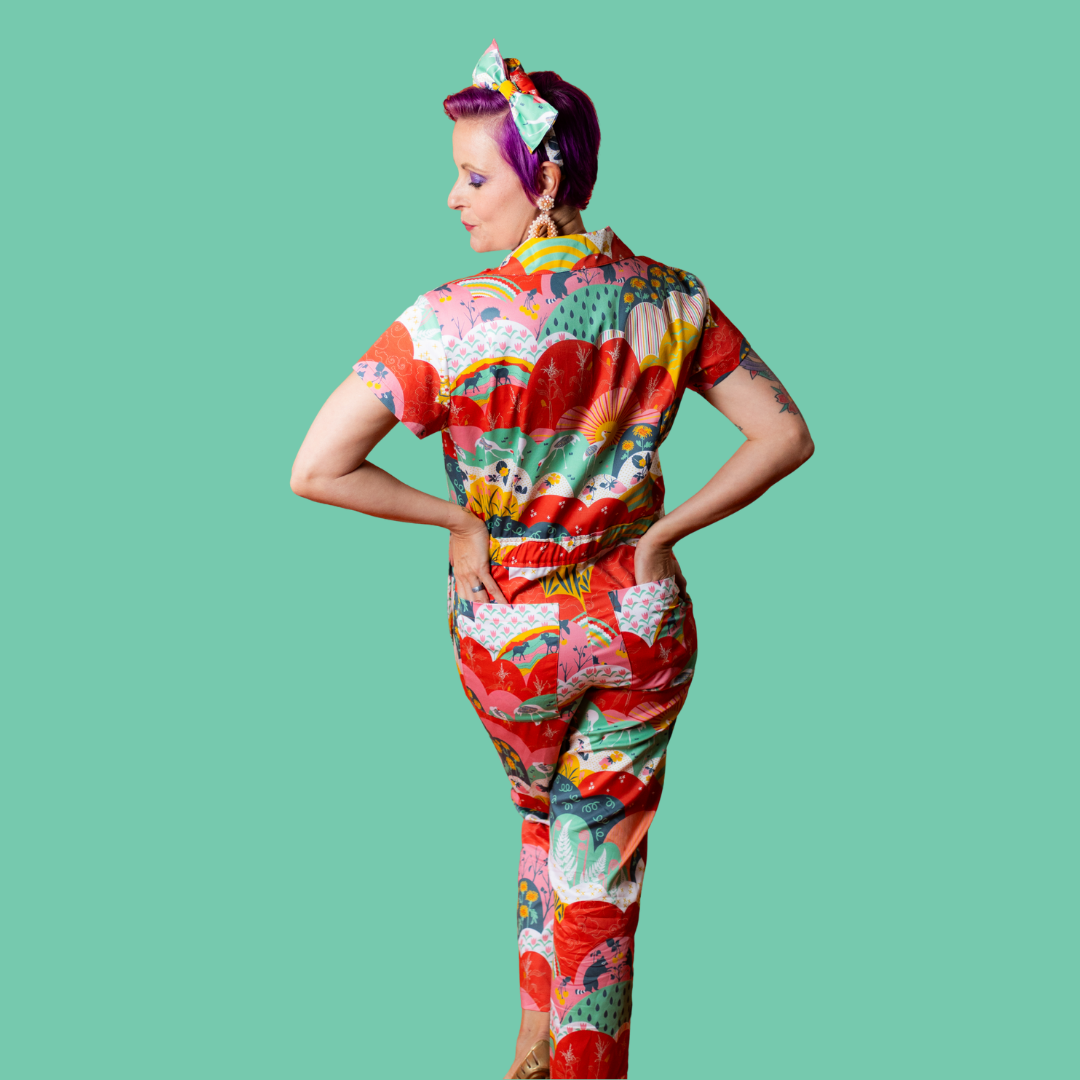 Jumpsuit in Mint & Strawberry Meadow Print