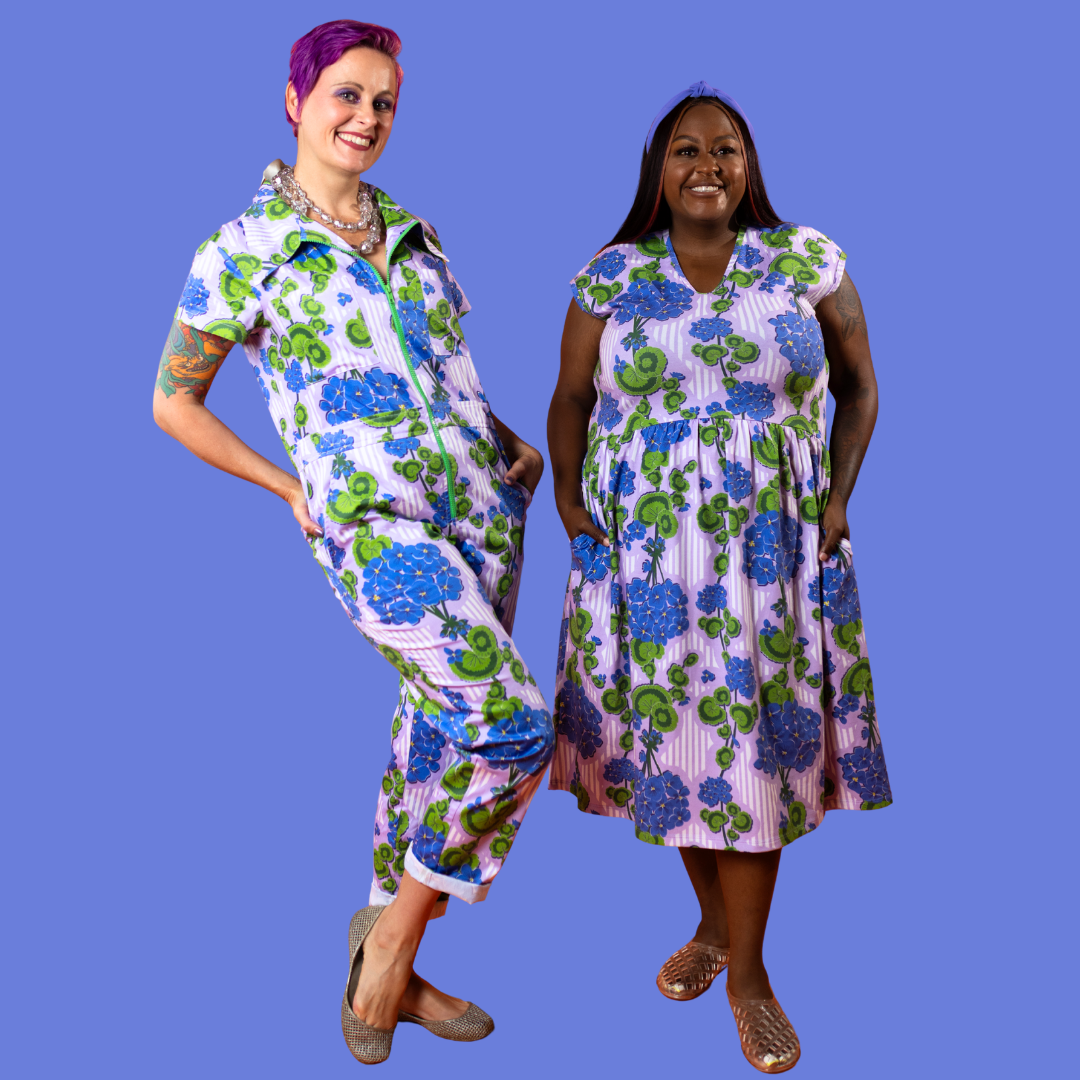 Modflower Wallpaper Knit Midi Dress in Lavender