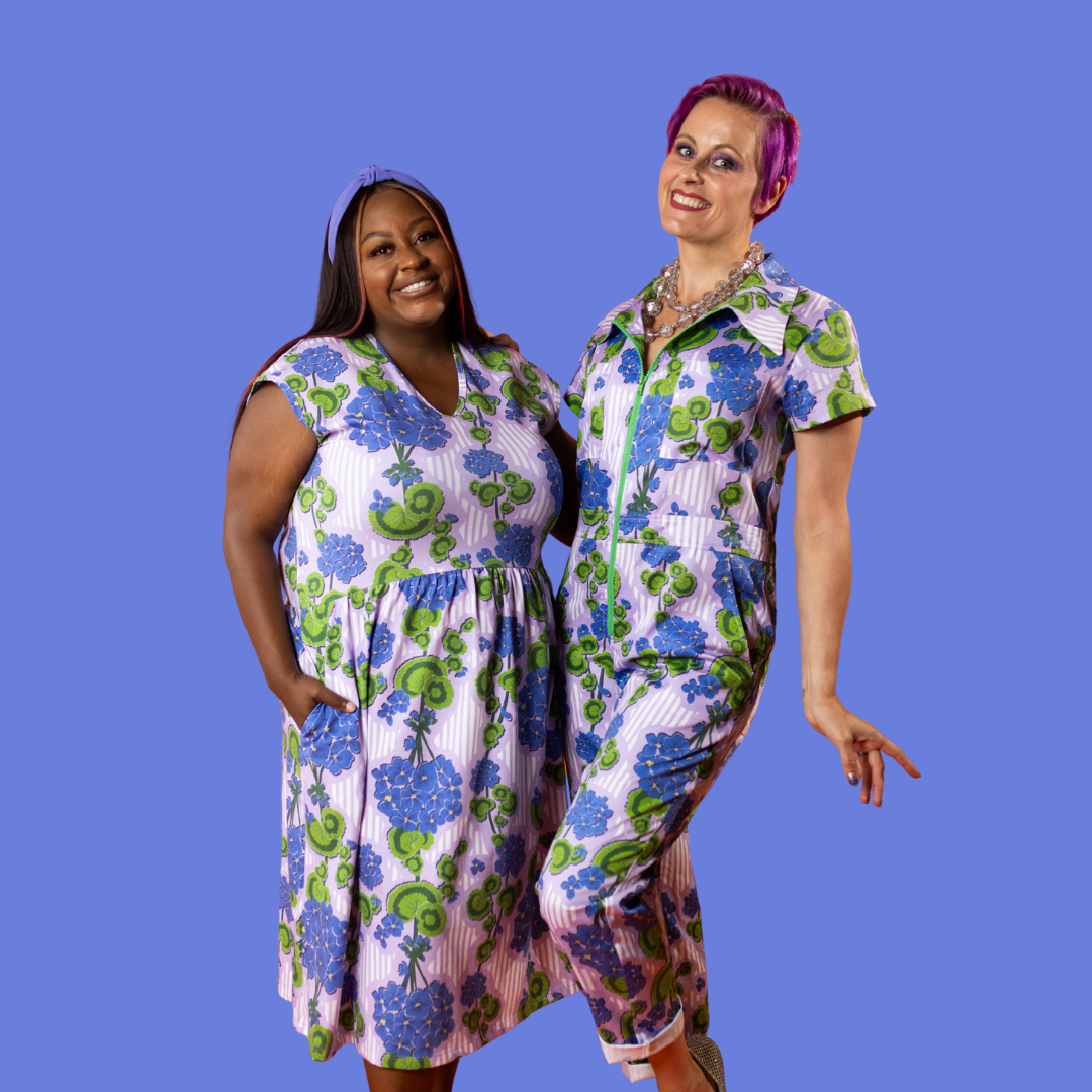 Modflower Wallpaper Knit Midi Dress in Lavender