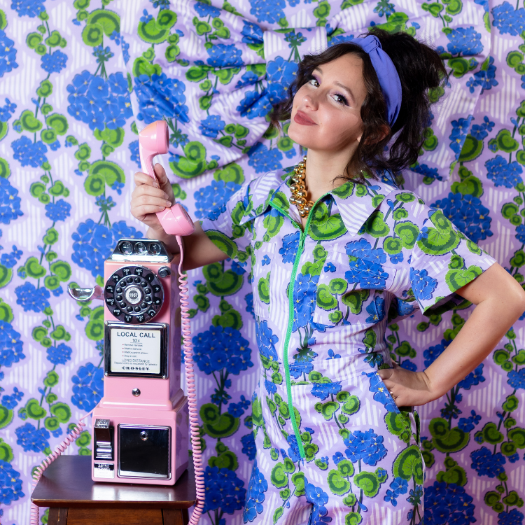 Modflower Wallpaper Jumpsuit in Lavender