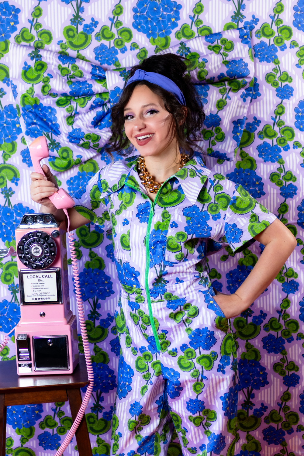 Modflower Wallpaper Jumpsuit in Lavender