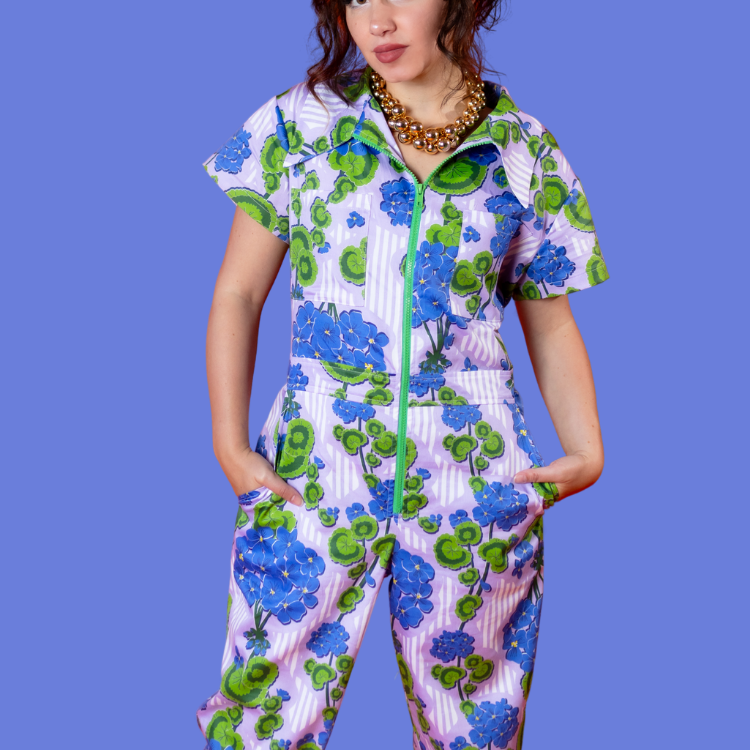 Modflower Wallpaper Jumpsuit in Lavender
