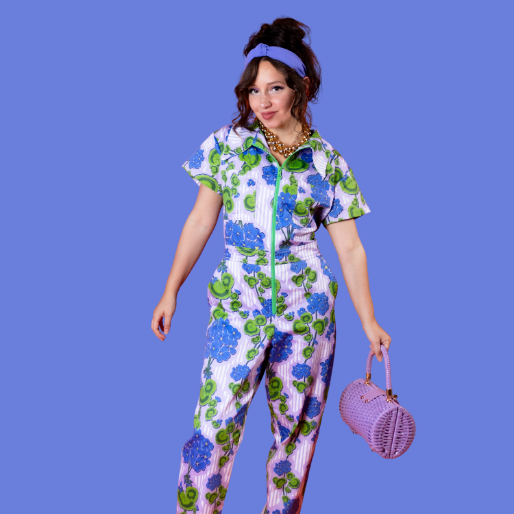 Modflower Wallpaper Jumpsuit in Lavender