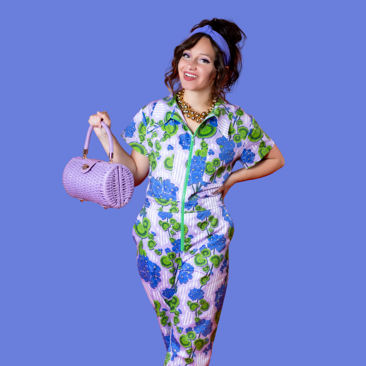 Modflower Wallpaper Jumpsuit in Lavender