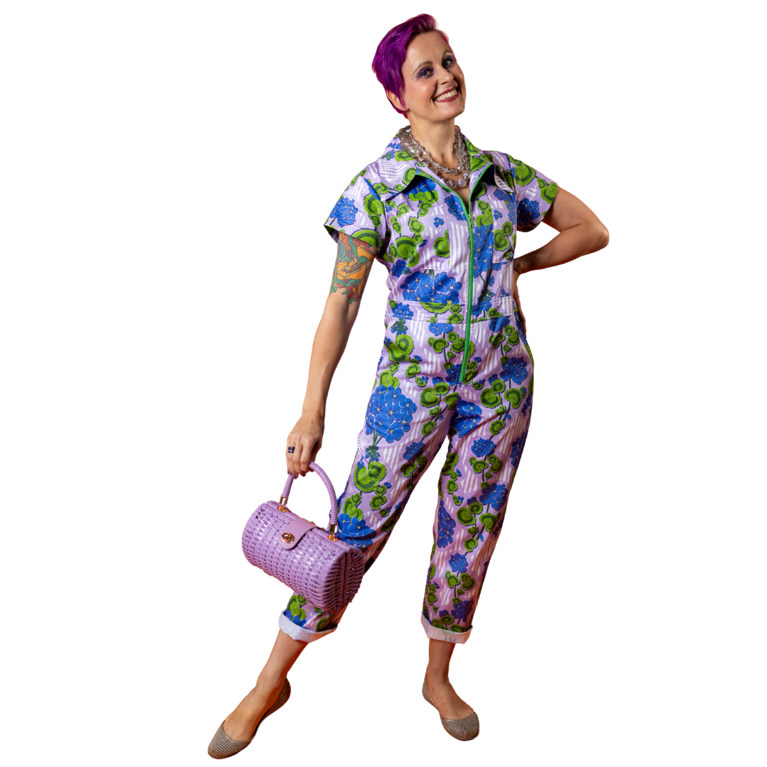 Modflower Wallpaper Jumpsuit in Lavender