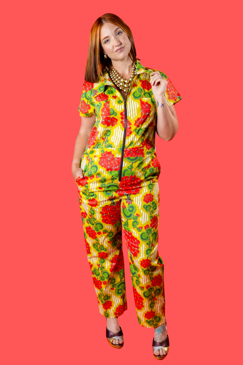 Modflower Wallpaper Jumpsuit in Sunshine