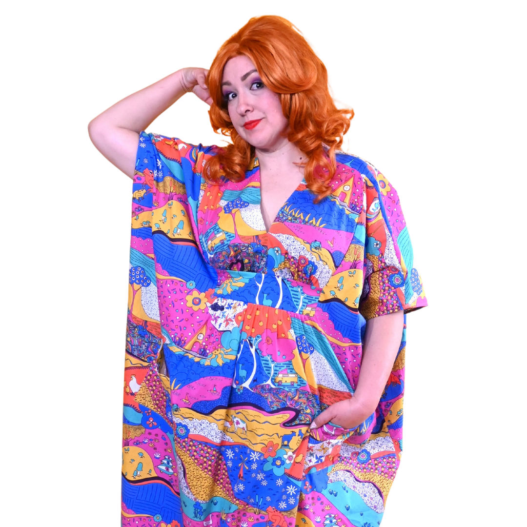 Luscious Landscape Maxi Caftan in Periwinkle Twinkle