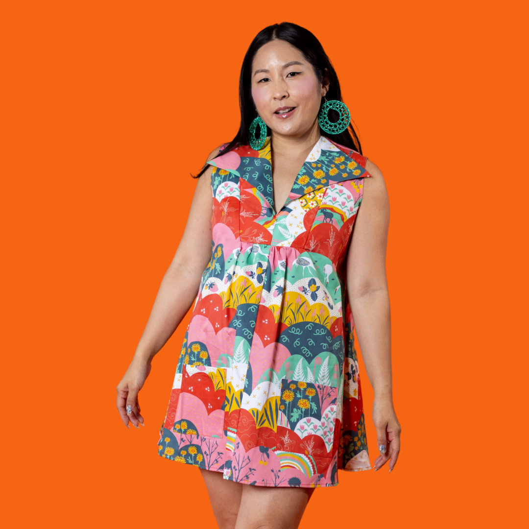 Glam Mini House Dress in Mint & Strawberry Meadow