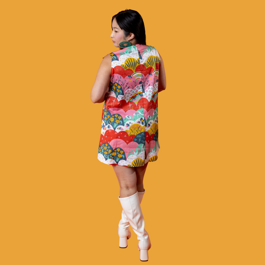 Glam Mini House Dress in Mint & Strawberry Meadow