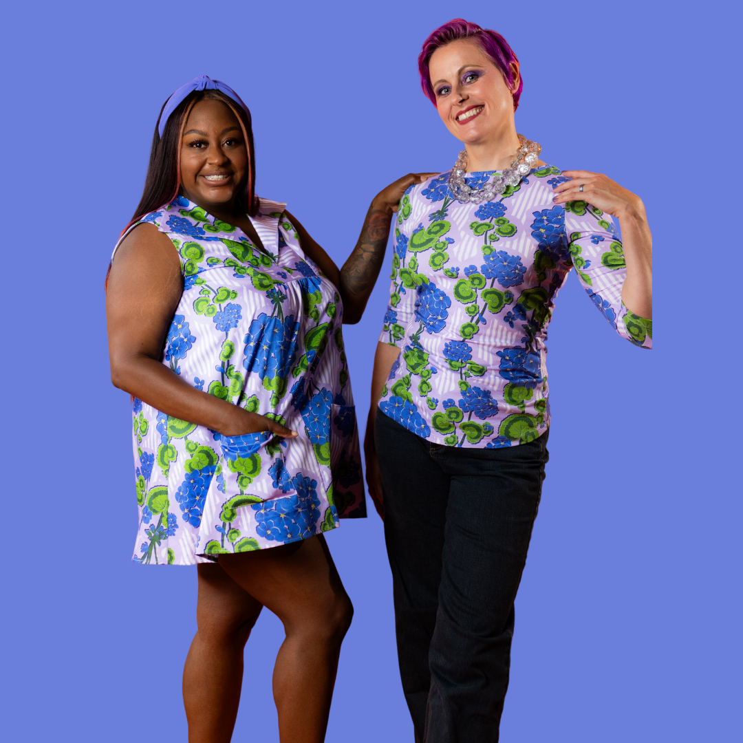 Modflower Wallpaper 3/4 Sleeve Tee in Lavender