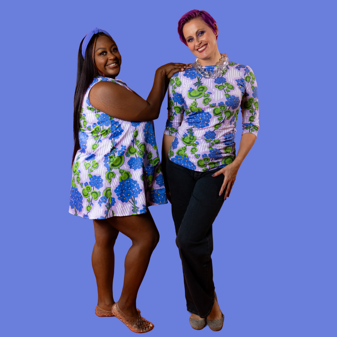 Modflower Wallpaper 3/4 Sleeve Tee in Lavender