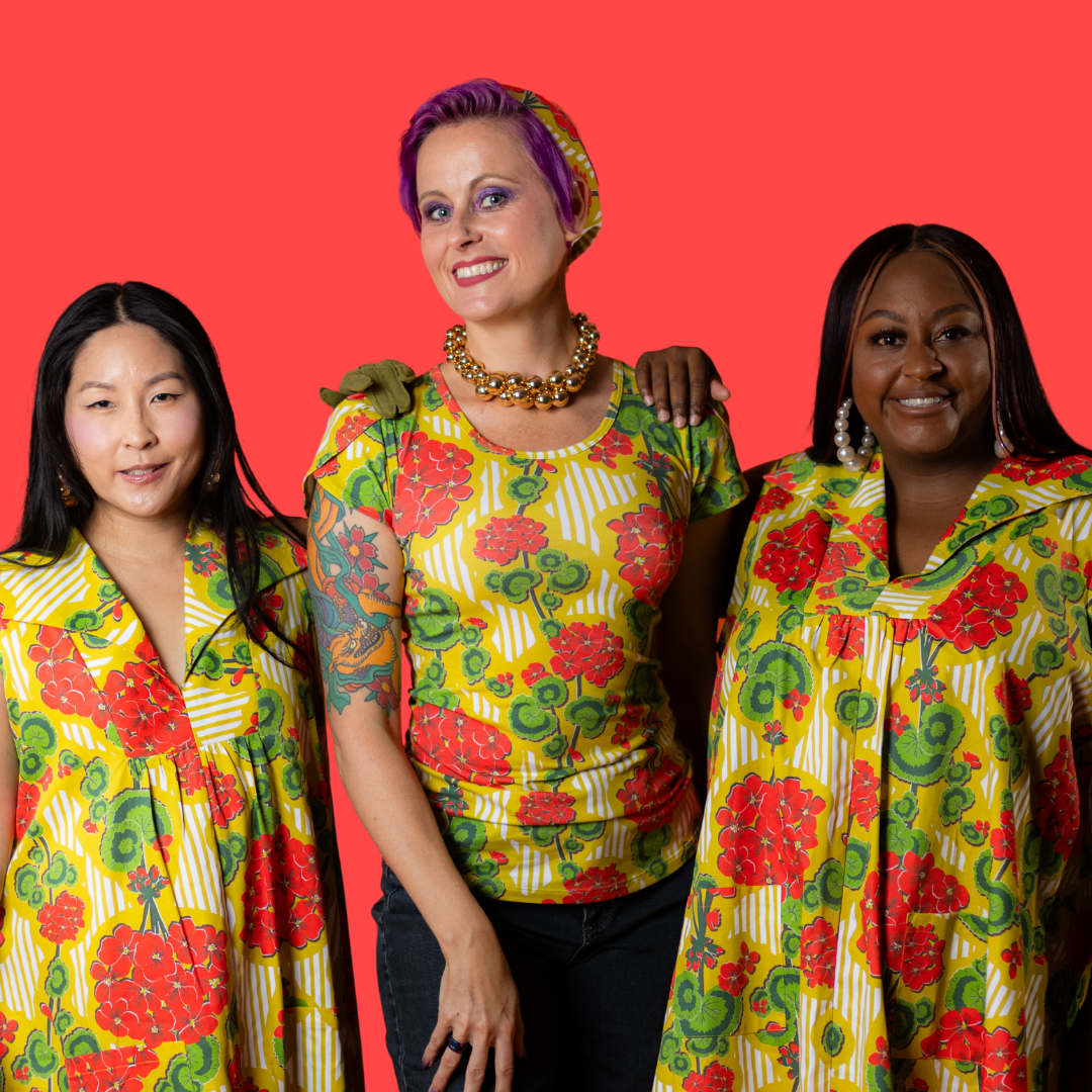 Modflower Wallpaper Glam Maxi House Dress in Sunshine