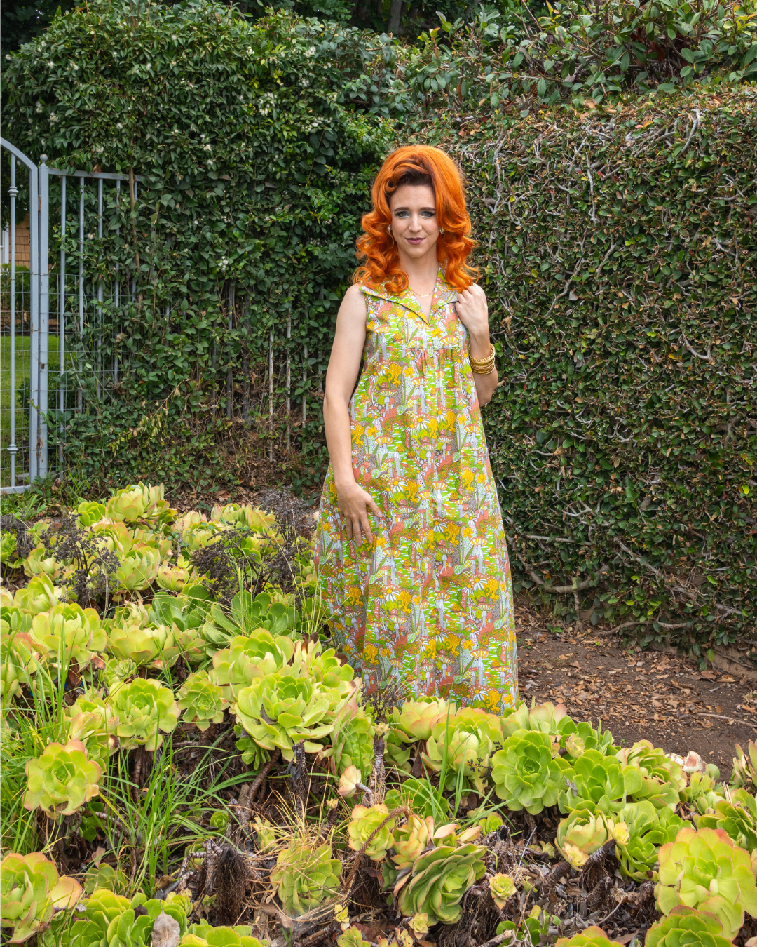 Glam Maxi House Dress in Olive Mushroom