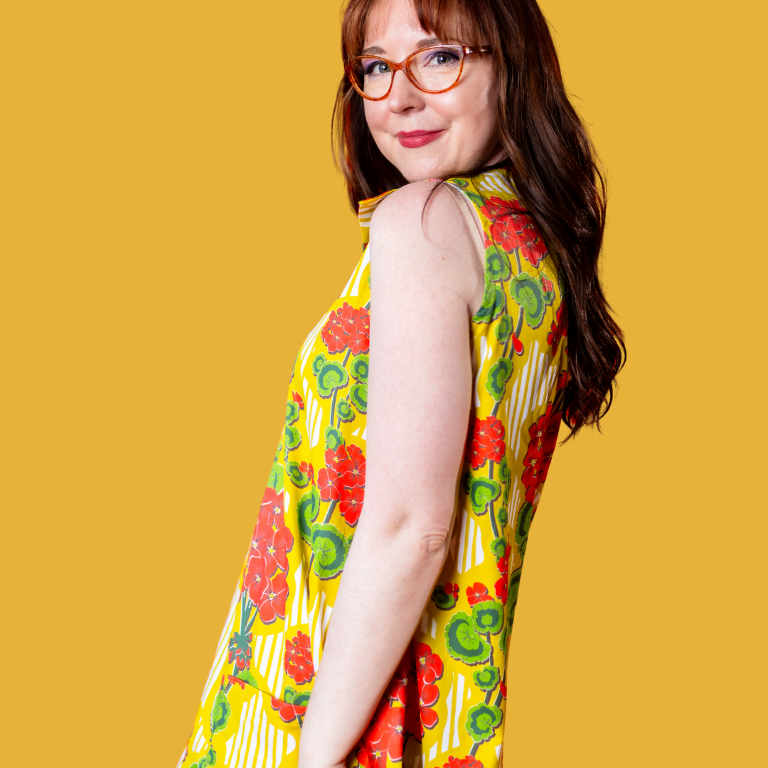 Modflower Wallpaper Glam Maxi House Dress in Sunshine