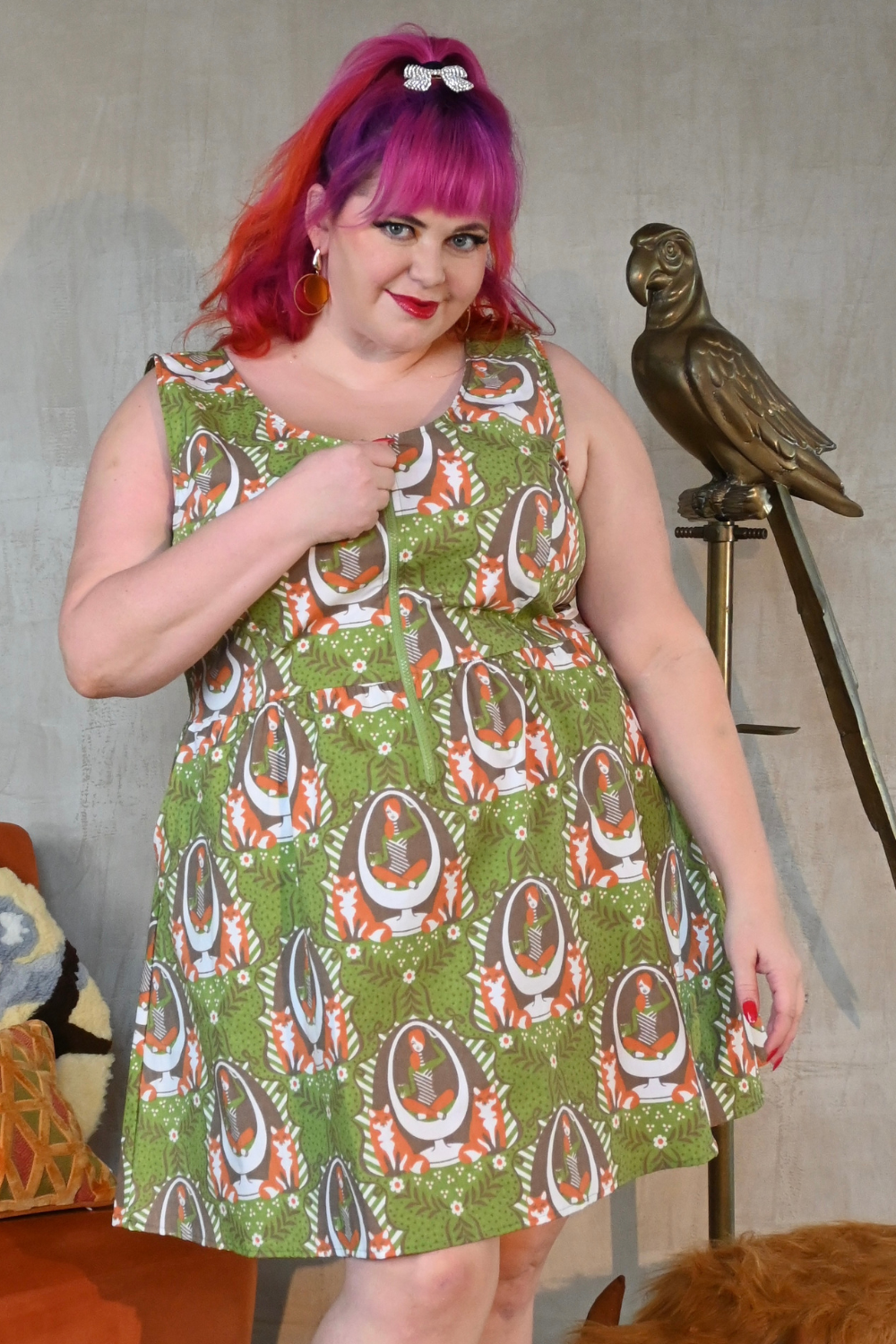 Pink and green dress plus size best sale