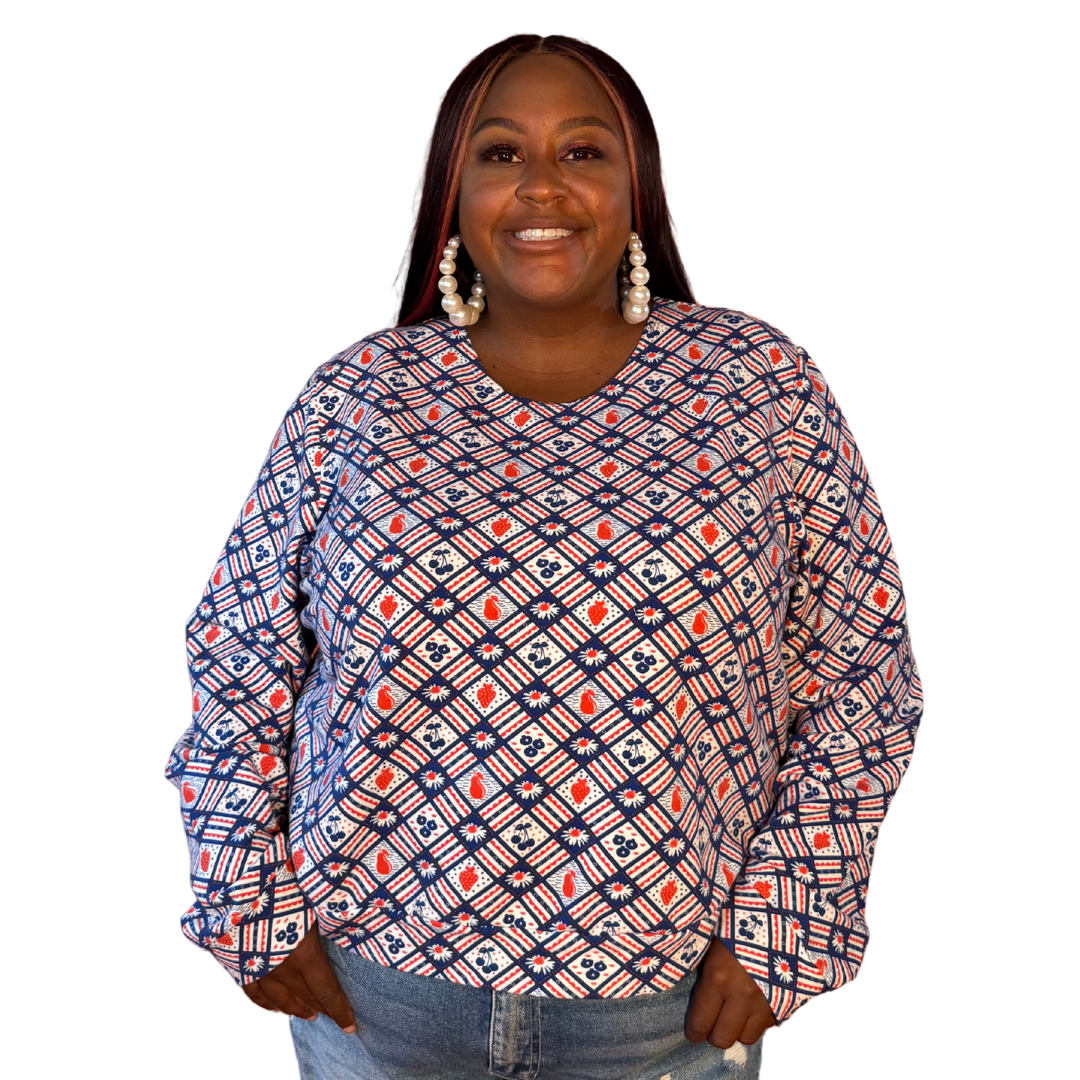 Fruit Picnic Pullover in Blueberry