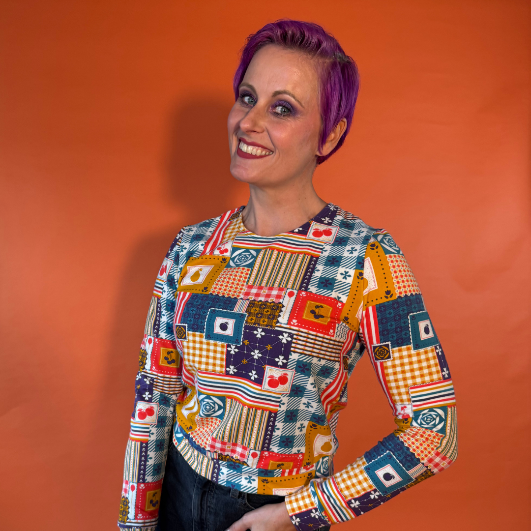 Patchwork Pullover in Periwinkle