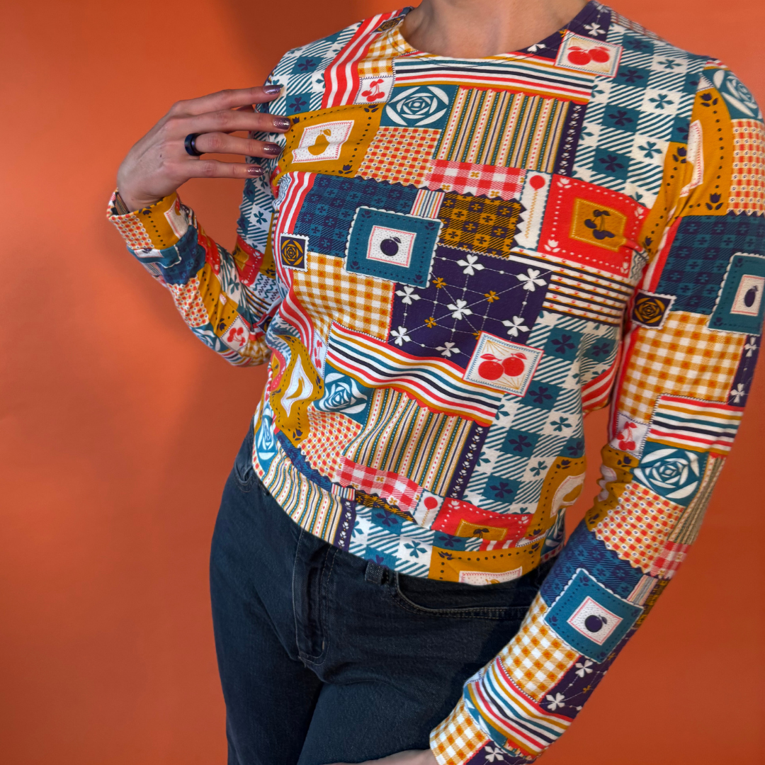 Patchwork Pullover in Periwinkle