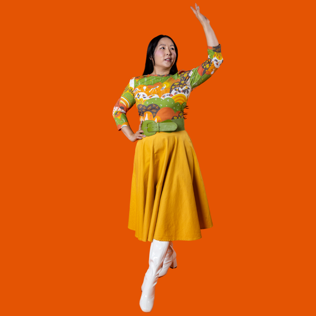 Earth-toned Meadow Print 3/4 Sleeve Tee