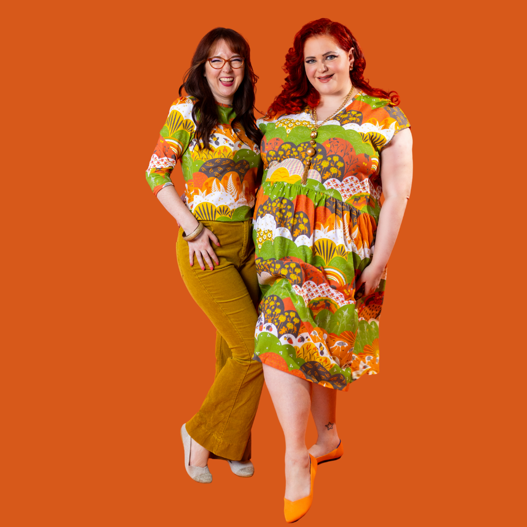 Earth-toned Meadow Print 3/4 Sleeve Tee